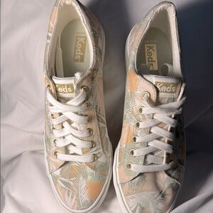 Keds Women's Leafy Print Sneakers - Cream and Tan